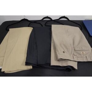 Savane Haggar Clothing Co Mens Khaki Flat Front Pants 34x29 lot of 3